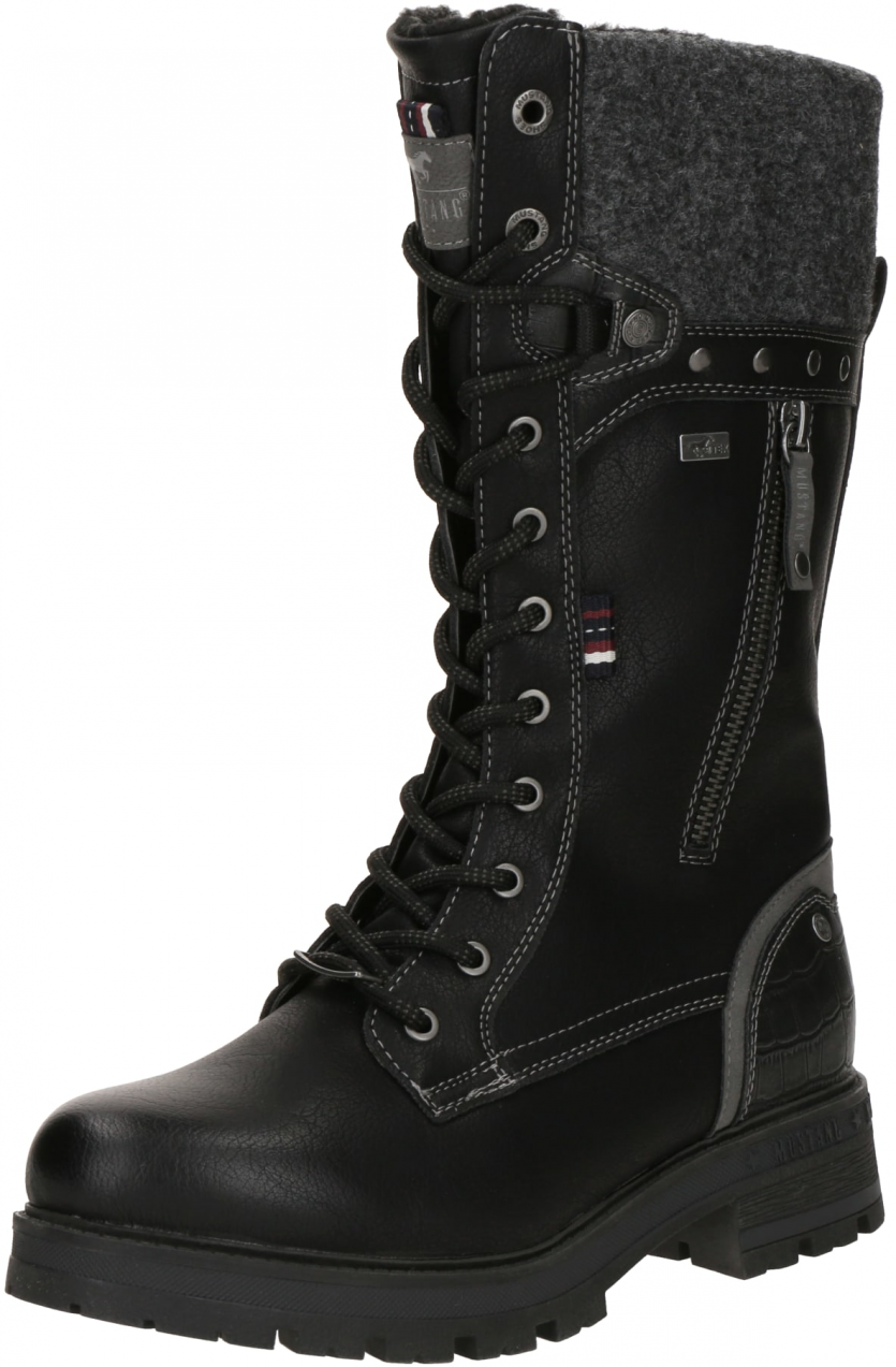 MUSTANG Šnurovacie čižmy  čierna