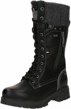 MUSTANG Šnurovacie čižmy  čierna