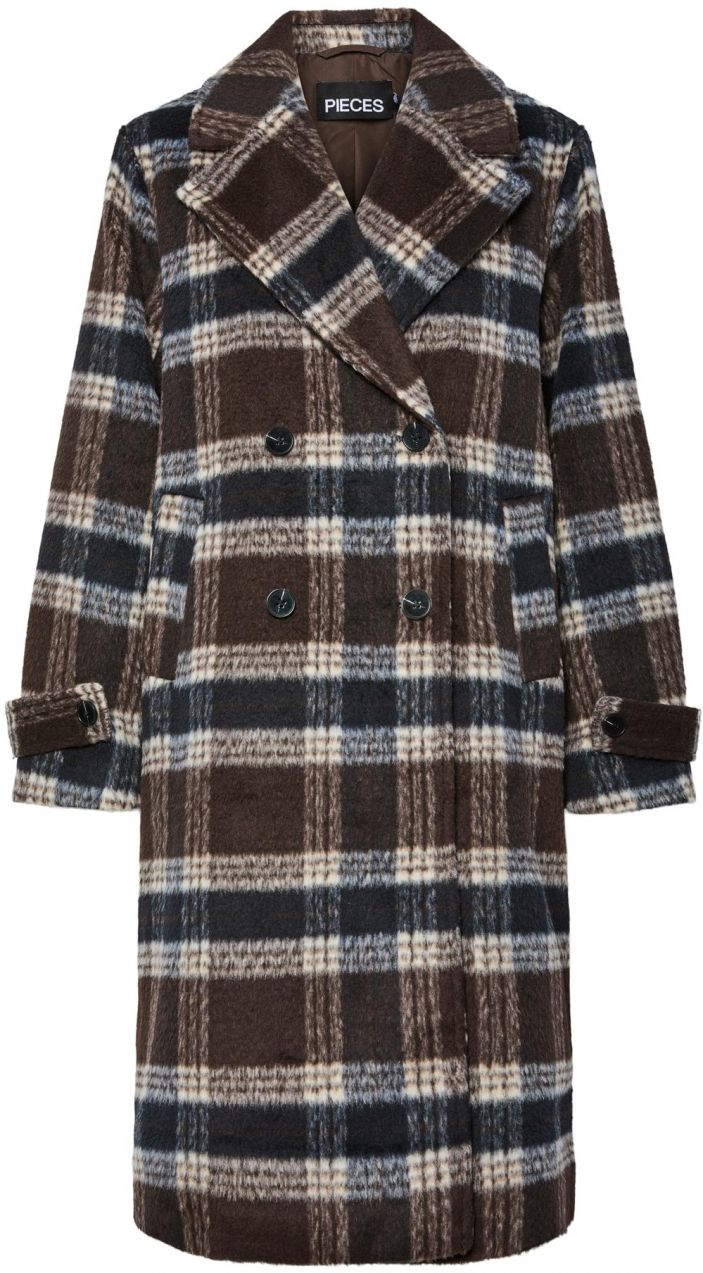 PIECES Prechodný kabát 'PCMARBLE'  krémová / tmavomodrá / tmavohnedá