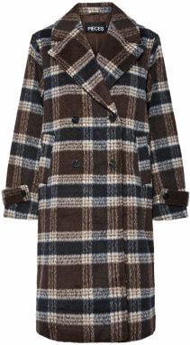 PIECES Prechodný kabát 'PCMARBLE'  krémová / tmavomodrá / tmavohnedá