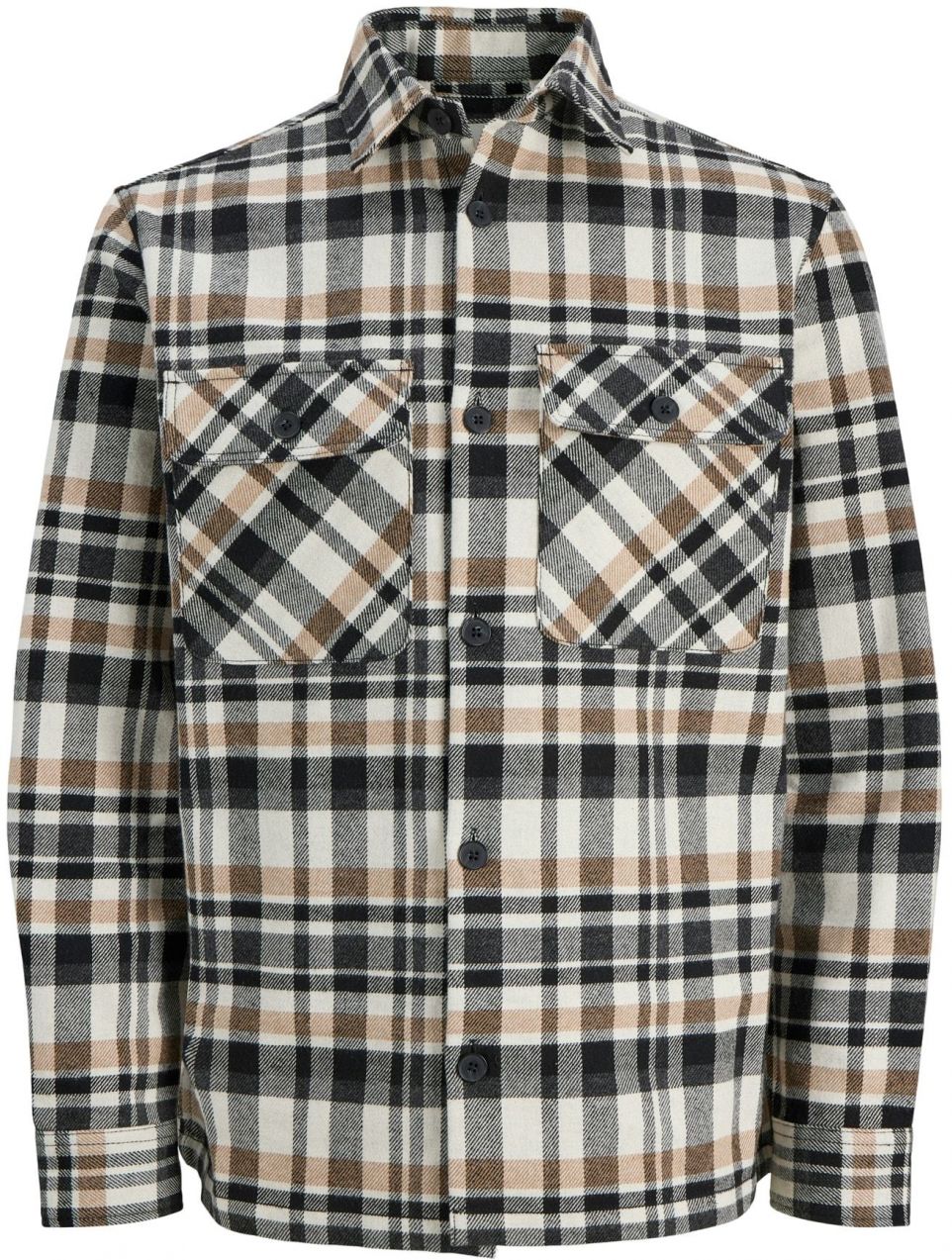 JACK & JONES Košeľa 'JPRRAYLE'  béžová / čierna / biela