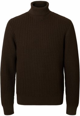 SELECTED Sveter 'SLHTOM'  tmavohnedá