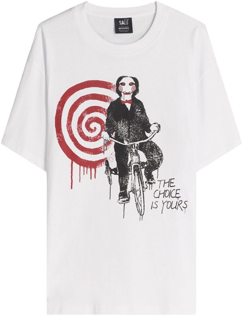 Bershka Tričko  červená / čierna / biela