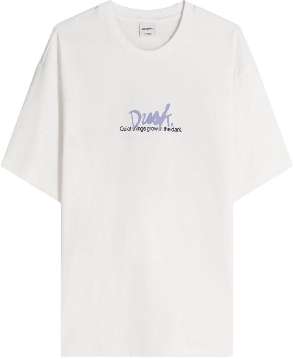 Bershka Tričko  námornícka modrá / svetlofialová / biela