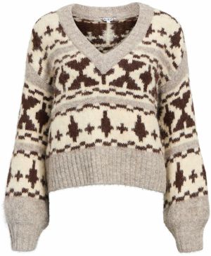 OBJECT Sveter 'OBJAZTEC'  krémová / béžová melírovaná / tmavohnedá