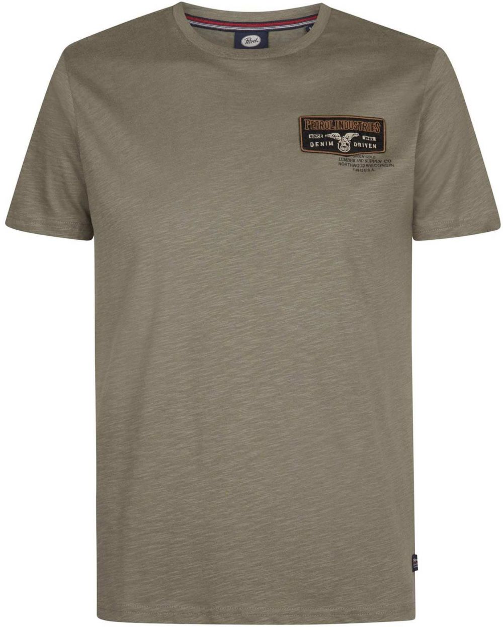 Petrol Industries Tričko  olivová / oranžová / čierna