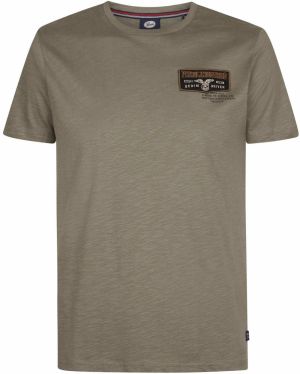 Petrol Industries Tričko  olivová / oranžová / čierna