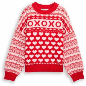 TOM TAILOR DENIM Sveter  červená / prírodná biela