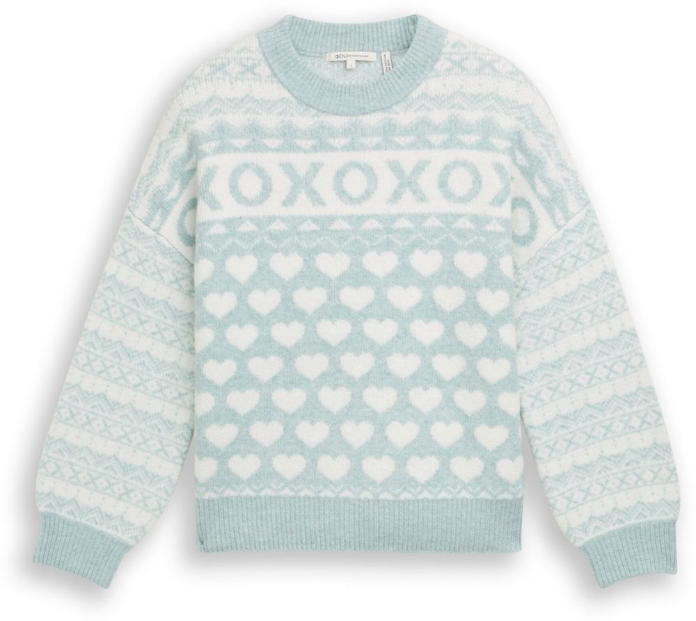 TOM TAILOR DENIM Sveter  mätová / biela