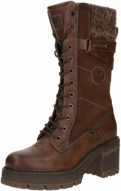 MUSTANG Šnurovacie čižmy  hnedá / hnedá melírovaná