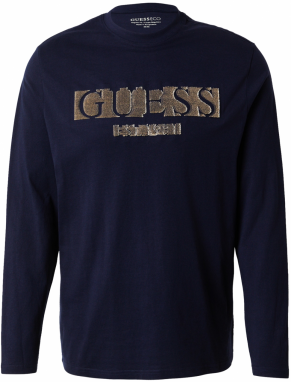 GUESS Tričko  tmavobéžová / námornícka modrá