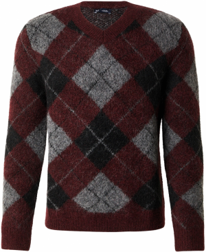 GAP Sveter  sivá melírovaná / tmavočervená / čierna