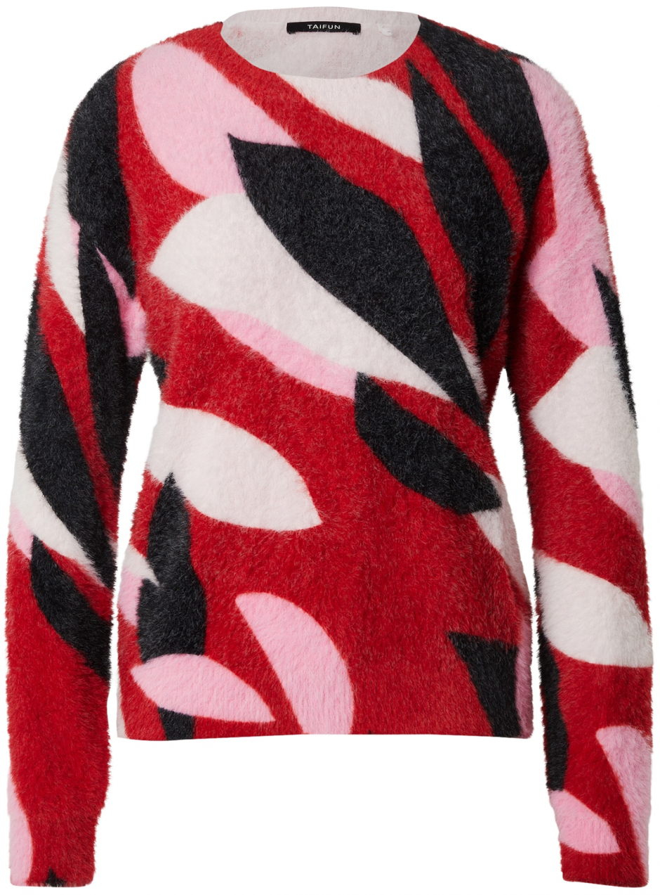 TAIFUN Sveter  ružová / červená / čierna / biela