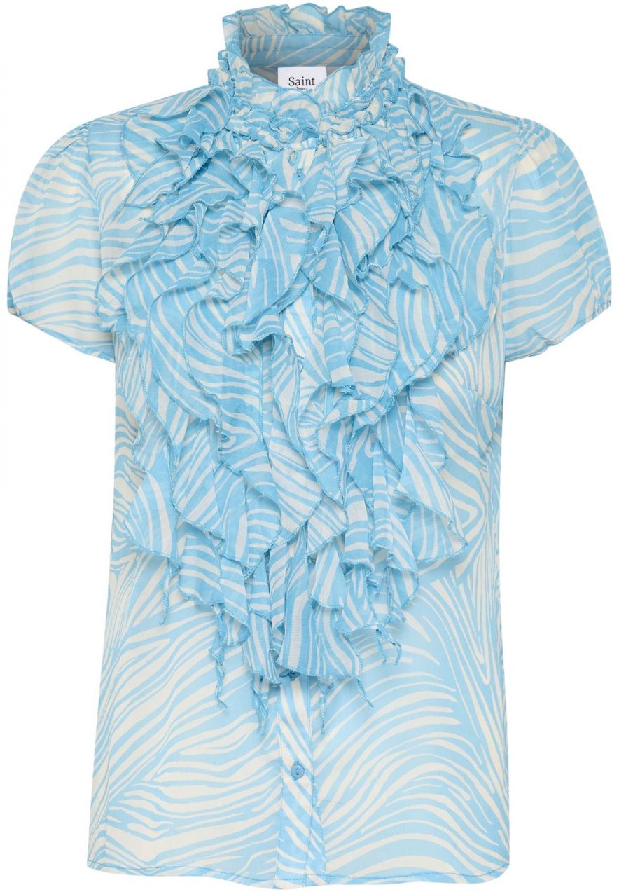 SAINT TROPEZ Tričko 'Lilja'  vodová / biela