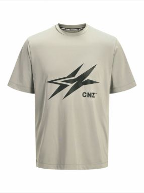 JACK & JONES Tričko 'JCOCNZAMSTERDAM'  sivobéžová / čierna