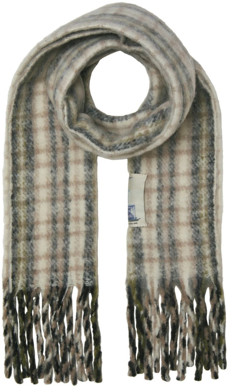 JACK & JONES Šál 'JACNORREBRO'  béžová / tmavomodrá / biela