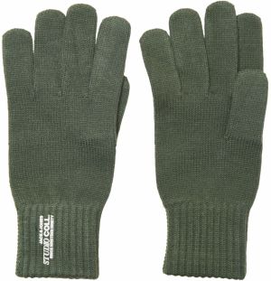 JACK & JONES Prstové rukavice 'CCOLL'  tmavozelená / biela