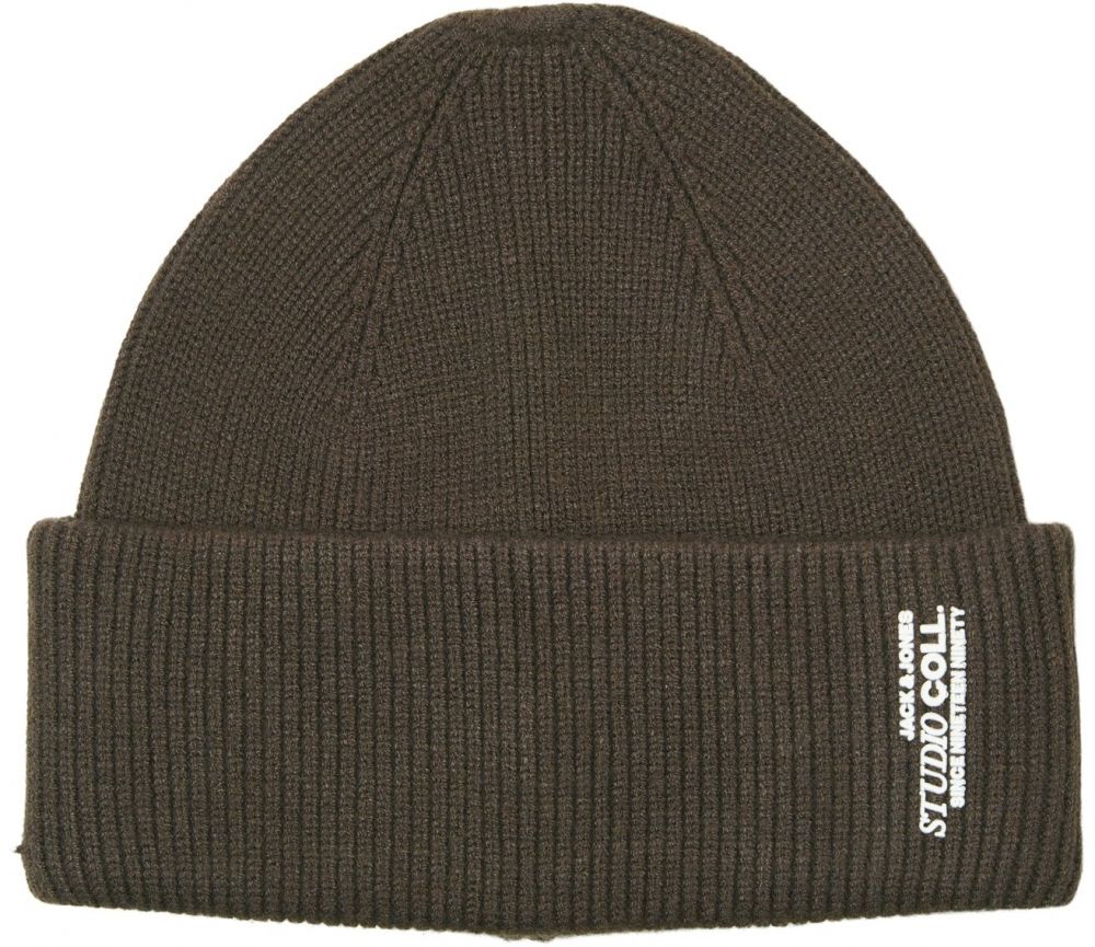 JACK & JONES Čiapky 'JACCOLL'  tmavohnedá / biela