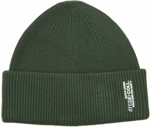 JACK & JONES Čiapky 'JACCOLL'  jedľová / biela