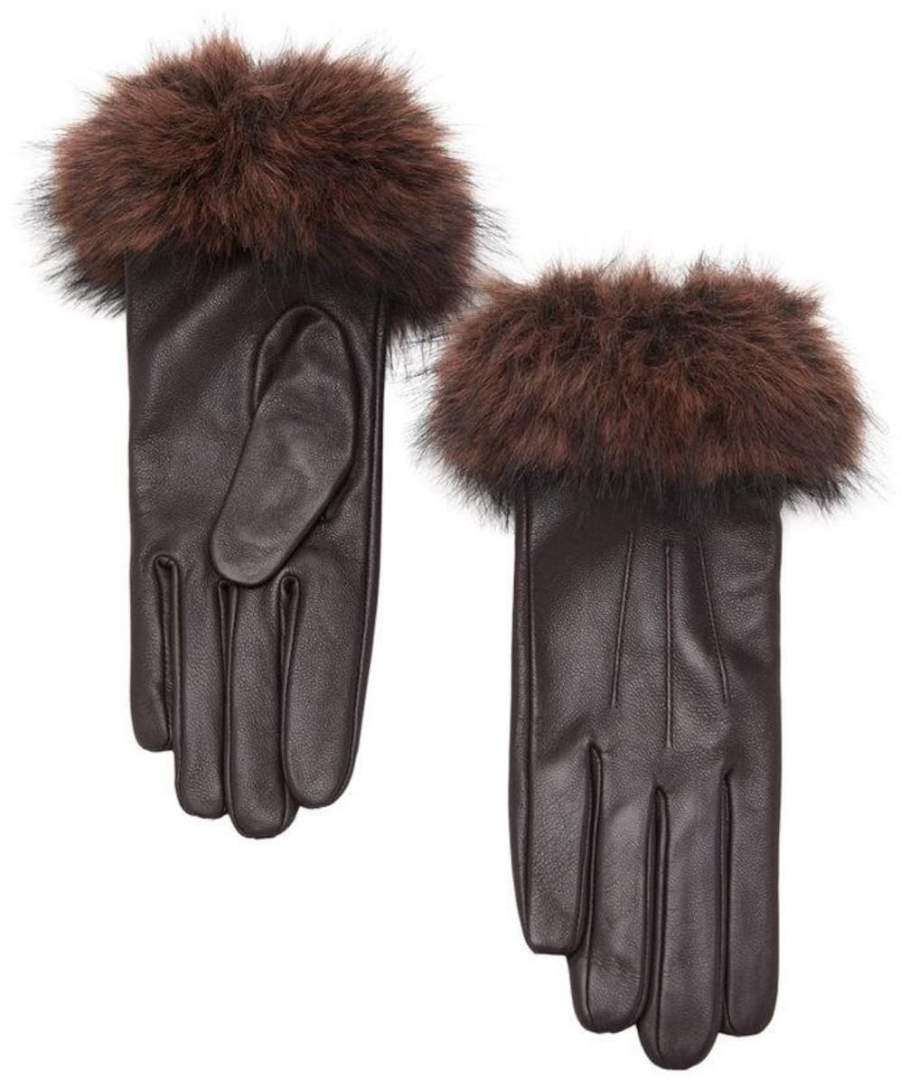 MANGO Prstové rukavice 'Lotto'  hrdzavohnedá / tmavohnedá