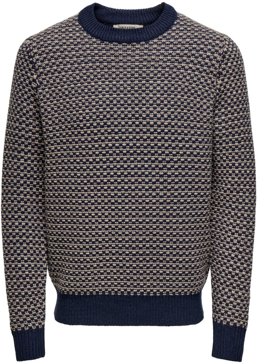 Only & Sons Sveter 'ONSMUSA'  krémová / námornícka modrá / kapučíno