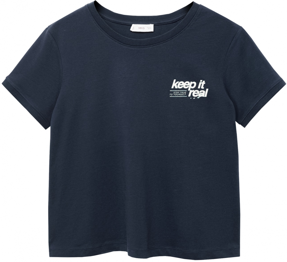 MANGO TEEN Tričko 'Keep'  námornícka modrá / biela