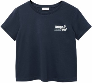 MANGO TEEN Tričko 'Keep'  námornícka modrá / biela
