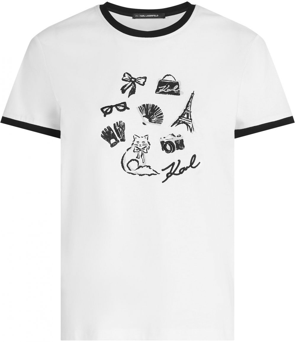 Karl Lagerfeld Tričko 'Charms'  čierna / biela