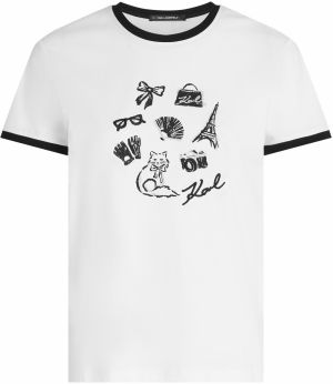 Karl Lagerfeld Tričko 'Charms'  čierna / biela
