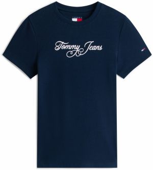 Tommy Jeans Tričko 'ESS'  tmavomodrá / biela