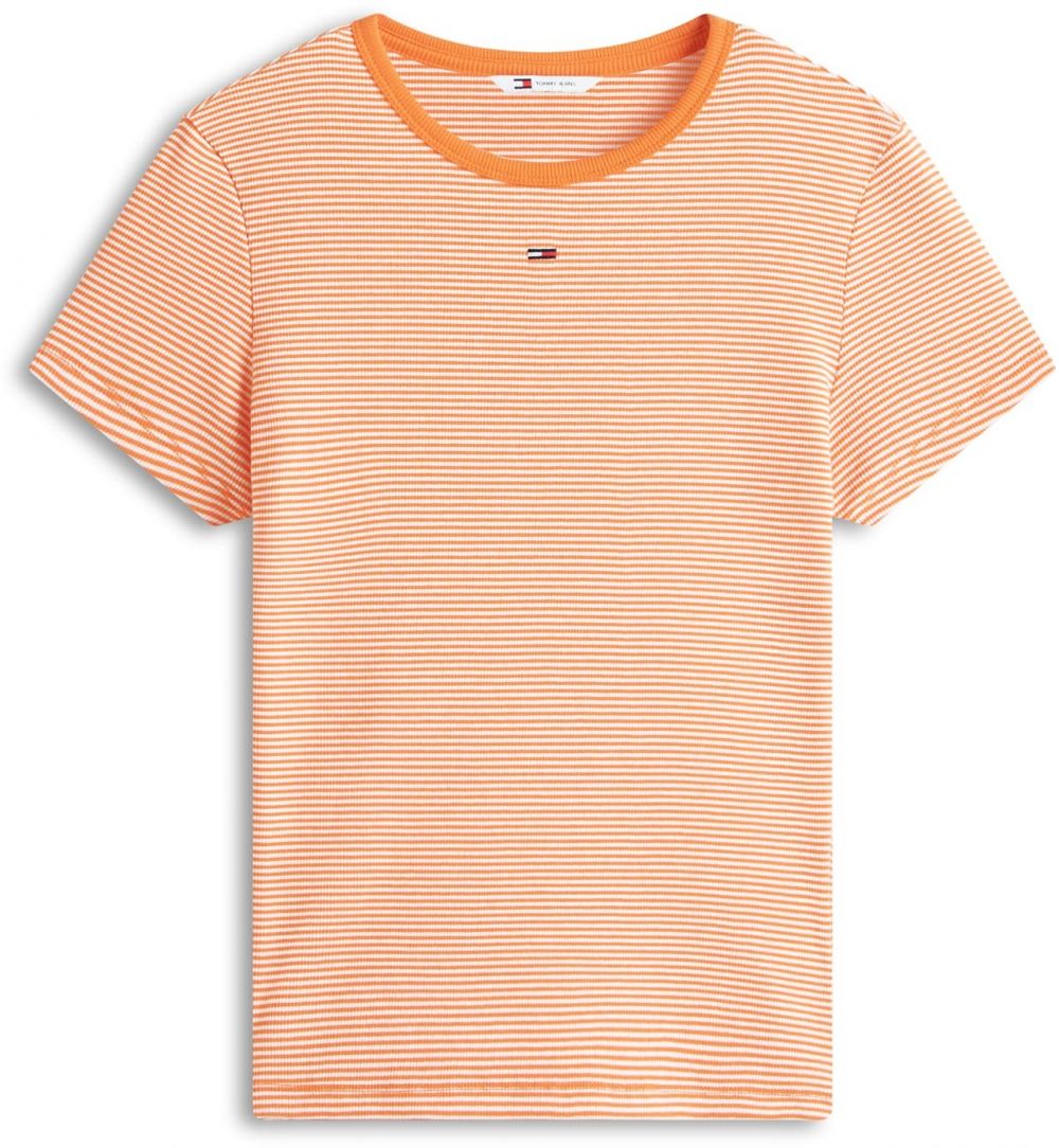 Tommy Jeans Tričko 'ESSENTIAL'  oranžová / biela