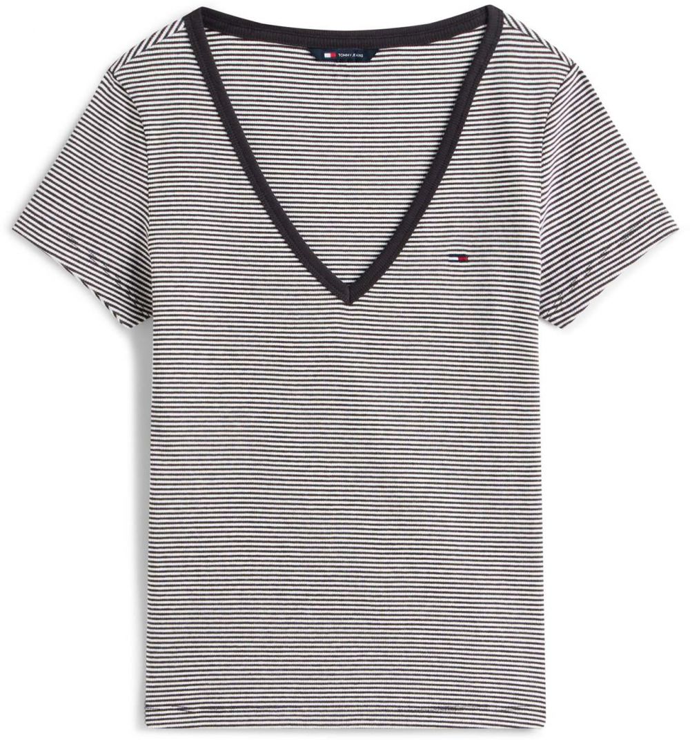 Tommy Jeans Tričko 'ESSENTIAL'  čierna / biela