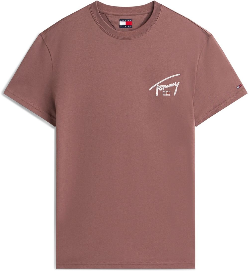 Tommy Jeans Tričko  gaštanová / tmavočervená / biela