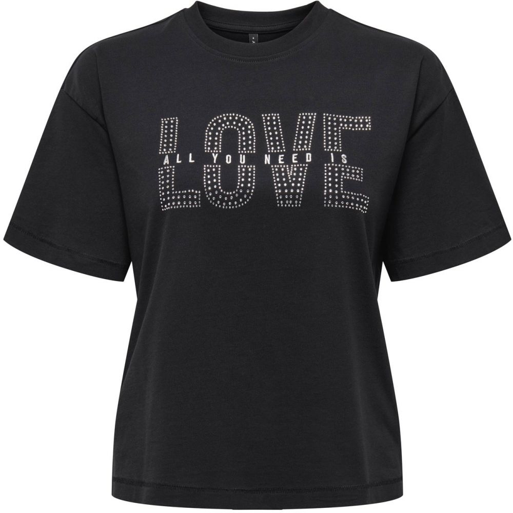 ONLY Tričko 'ONLRILA'  čierna / strieborná