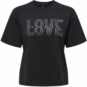 ONLY Tričko 'ONLRILA'  čierna / strieborná