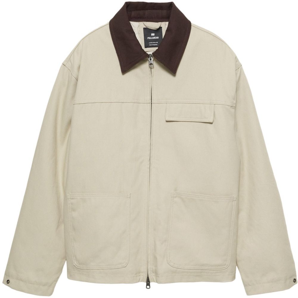 Pull&Bear Prechodná bunda  piesková / tmavohnedá