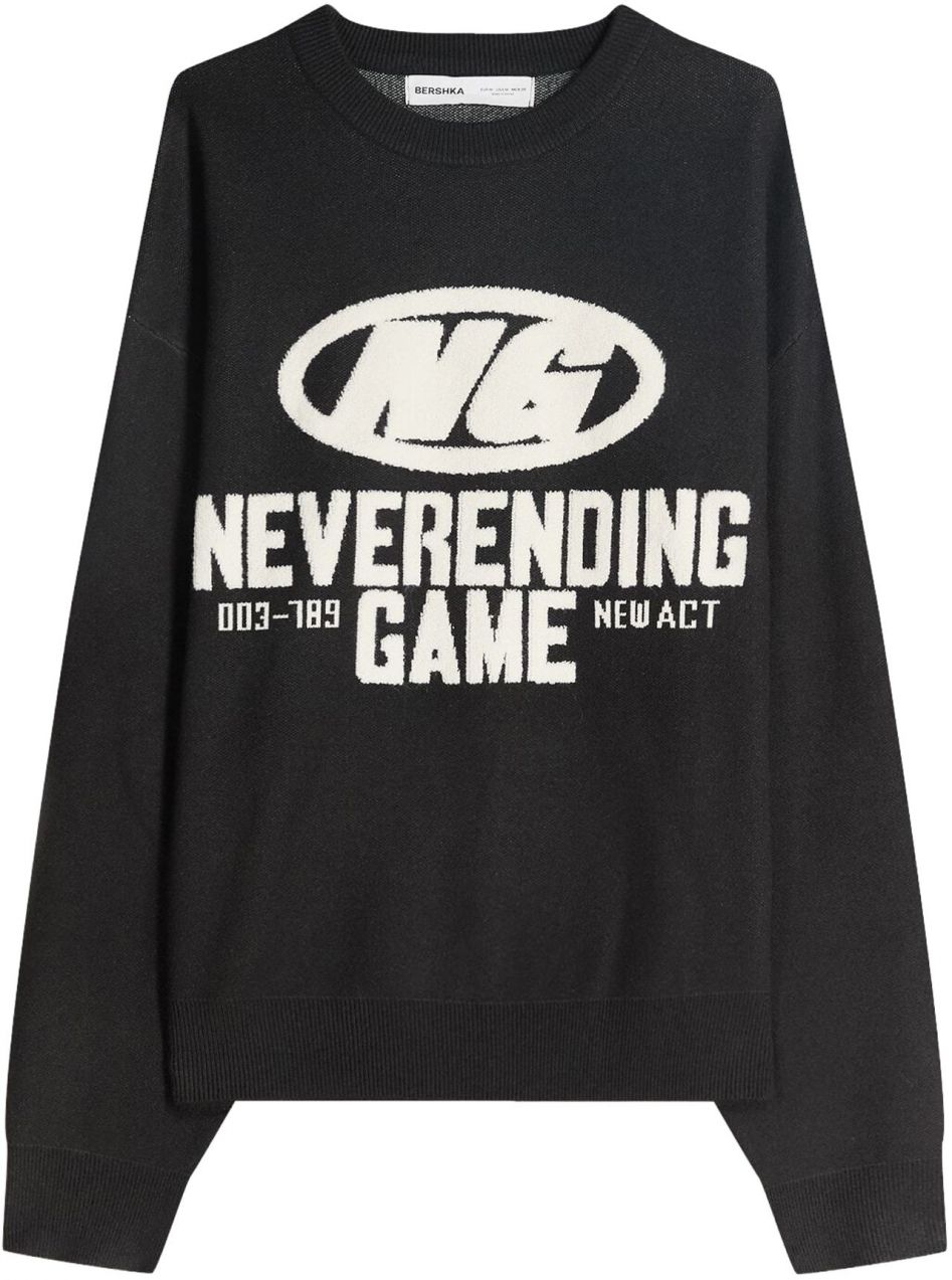 Bershka Sveter  slonová kosť / čierna