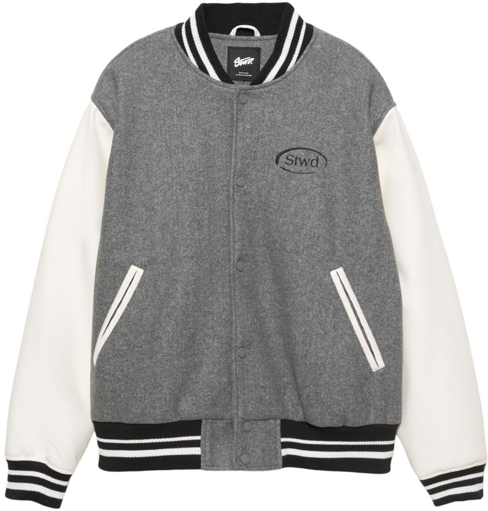 Pull&Bear Prechodná bunda 'STWD'  kamenná / čierna / biela