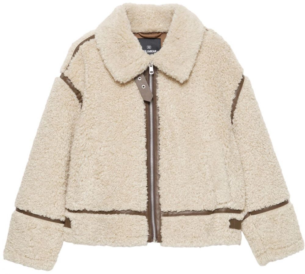 Pull&Bear Prechodná bunda  krémová / hnedá