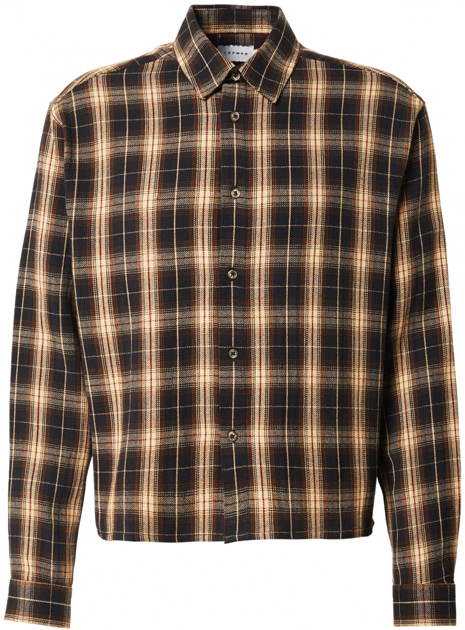 TOPMAN Košeľa  žltohnedá / hnedá / tmavohnedá