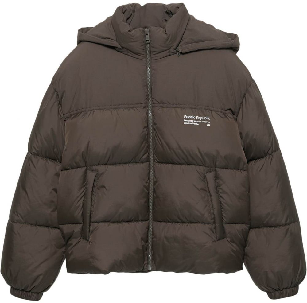 Pull&Bear Zimná bunda 'PACIFIC'  čokoládová / biela