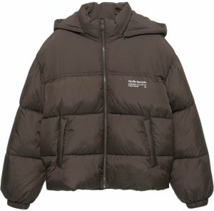 Pull&Bear Zimná bunda 'PACIFIC'  čokoládová / biela