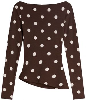 Bershka Tričko  tmavohnedá / biela