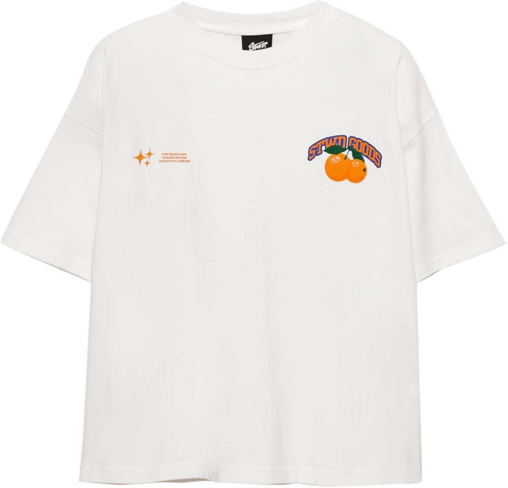 Pull&Bear Tričko  kráľovská modrá / oranžová / biela