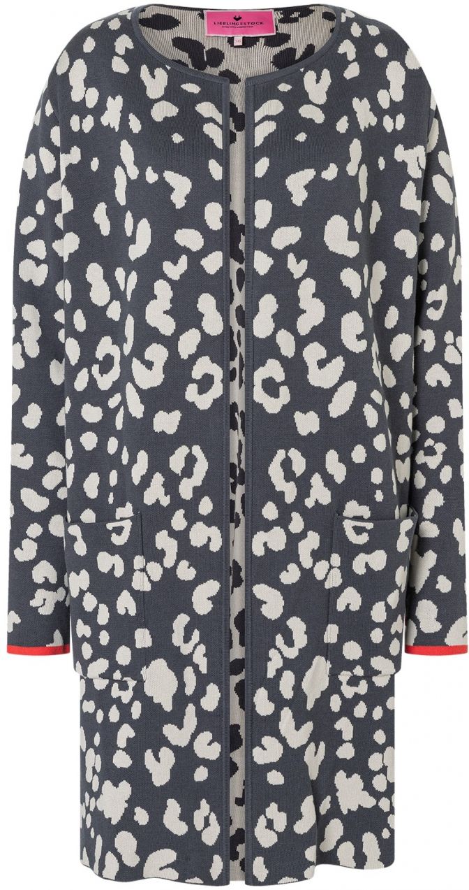 LIEBLINGSSTÜCK Kardigán 'Dorle'  antracitová / jasne červená / šedobiela