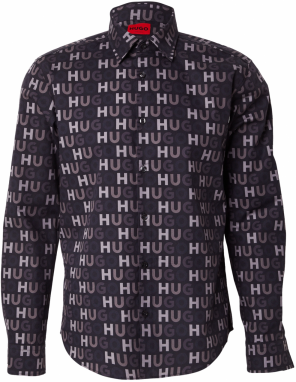 HUGO Košeľa 'Ermo'  tmavošedá / sivobéžová / svetlosivá / čierna
