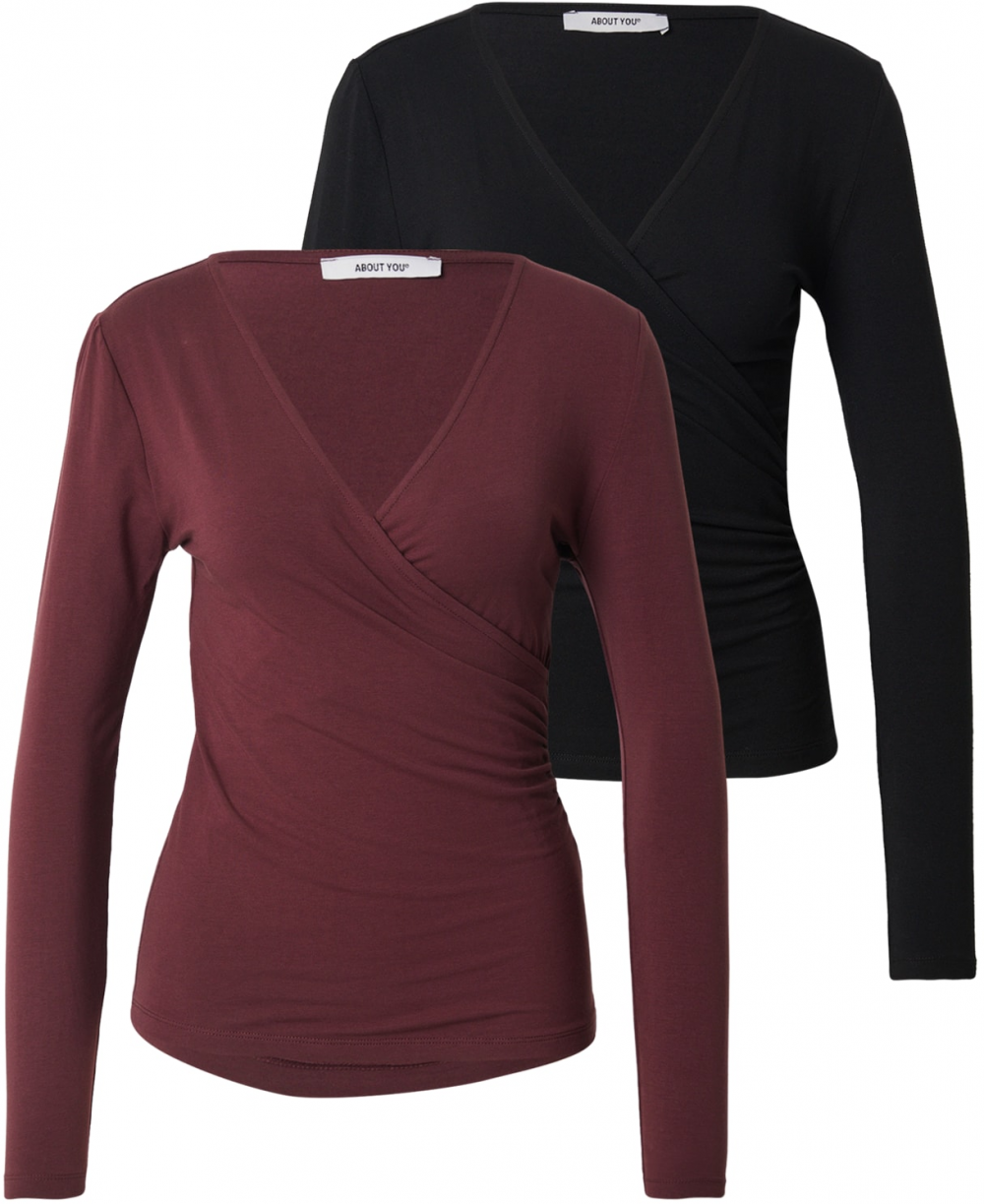 ABOUT YOU Tričko 'Natalie'  burgundská / čierna