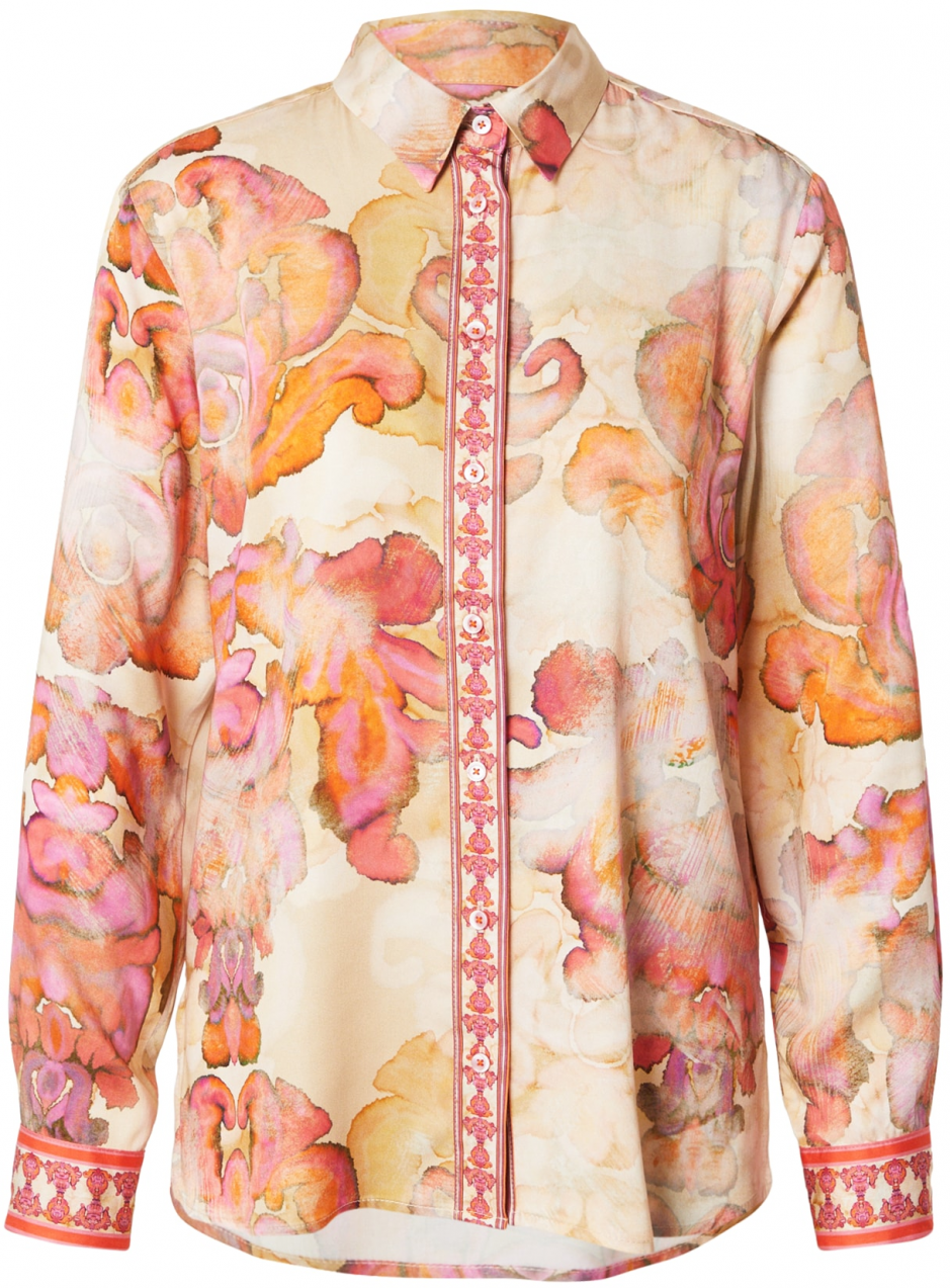 Emily Van Den Bergh Blúzka  žltohnedá / tmavohnedá / oranžová / svetloružová