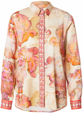 Emily Van Den Bergh Blúzka  žltohnedá / tmavohnedá / oranžová / svetloružová