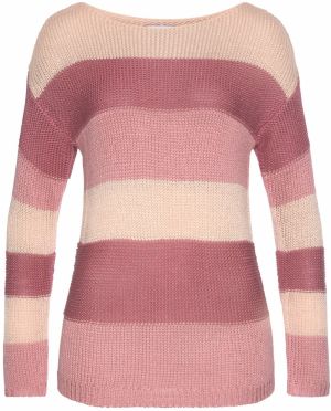 LASCANA Sveter  krémová / malinová / púdrová
